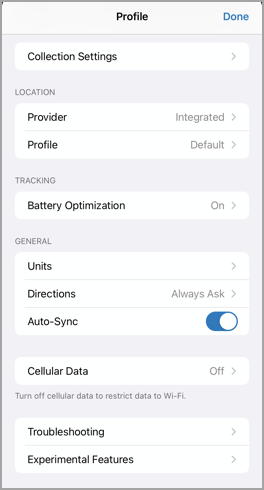 Profile settings page