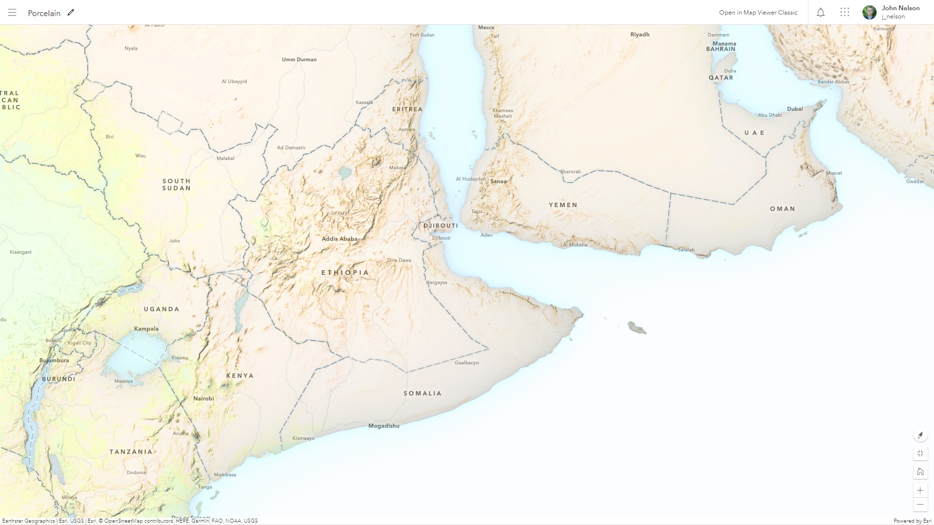Porcelain style map of the Rift Valley Porcelain style map of the Rift Valley