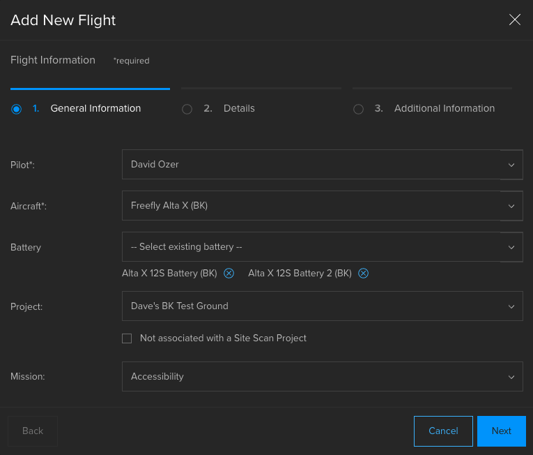Step 1 of adding a new flight Step 1 of adding a new flight