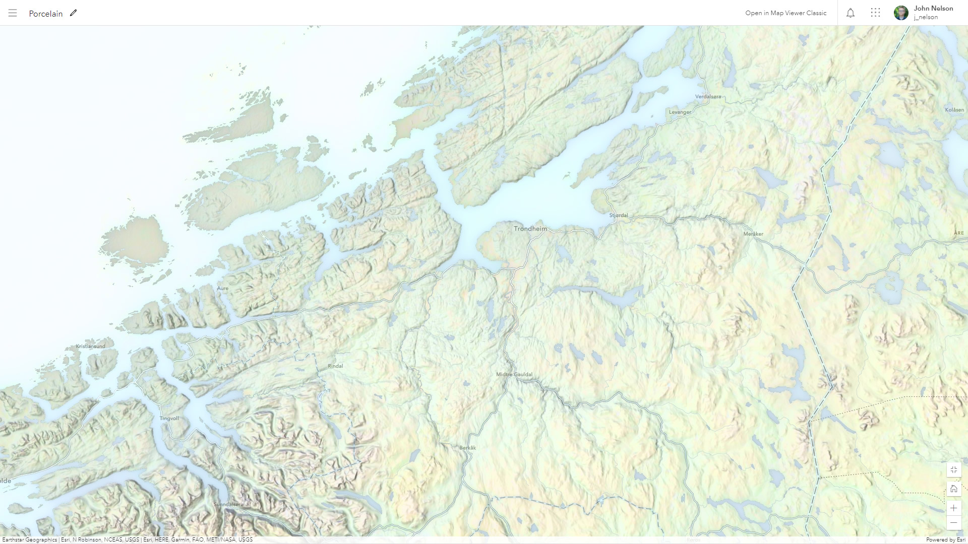 Porcelain style map of Trondheim Porcelain style map of Trondheim