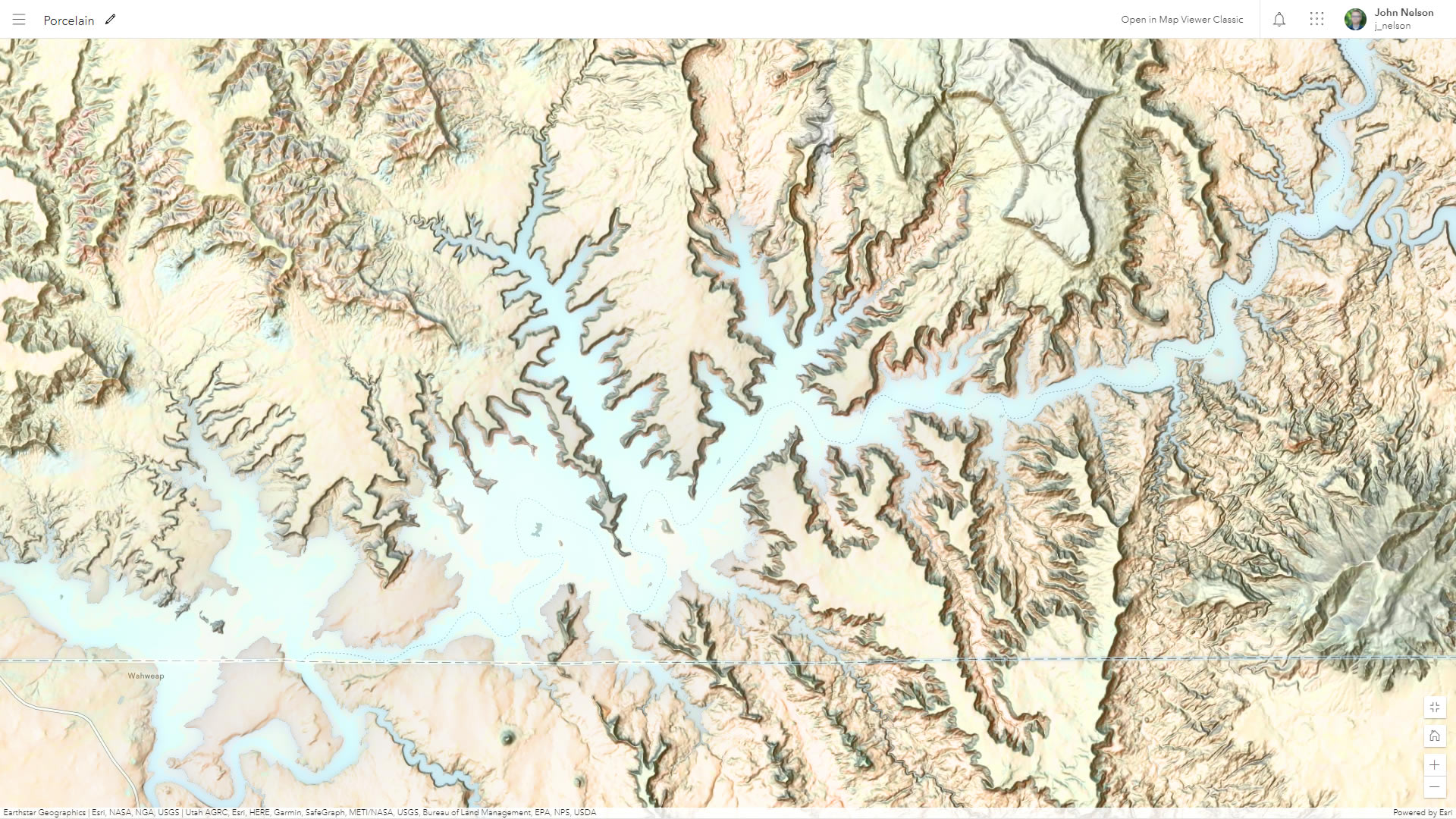 Porcelain style map of Wahweap Porcelain style map of Wahweap