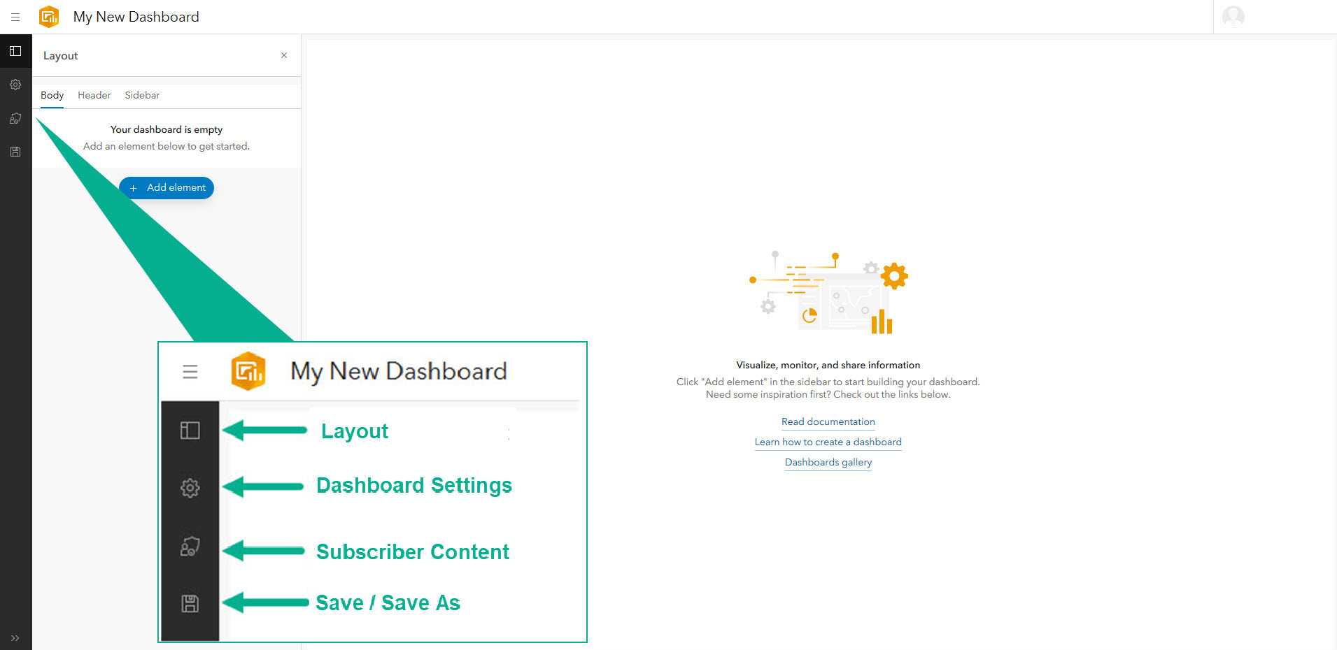 Dashboards toolbar Dashboards toolbar