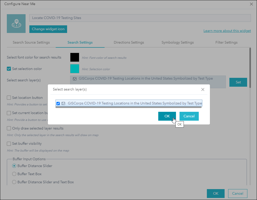 Select search layer. Select search layer.