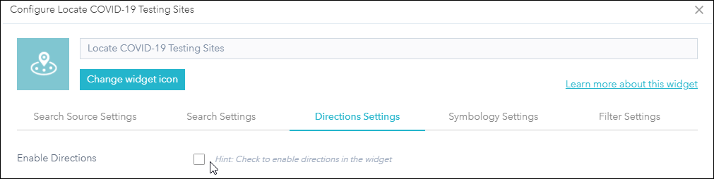 Uncheck Enable directions.