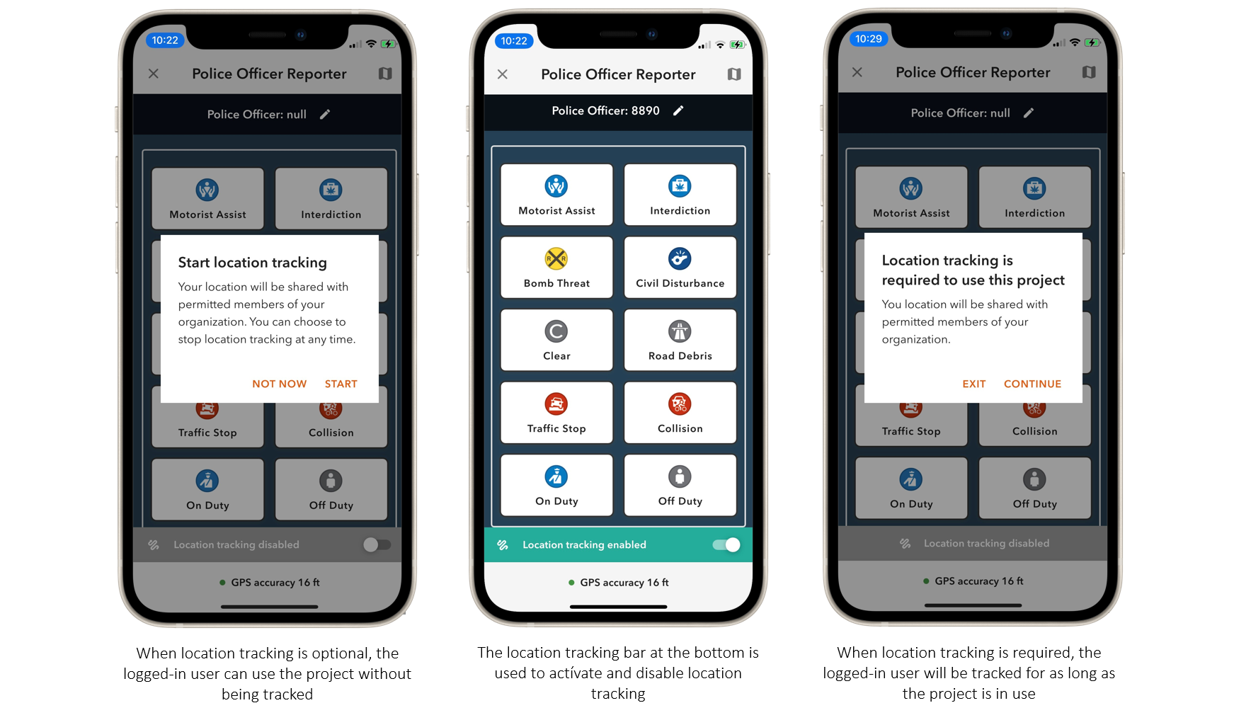 Locatiion Tracking QuickCapture mobile app