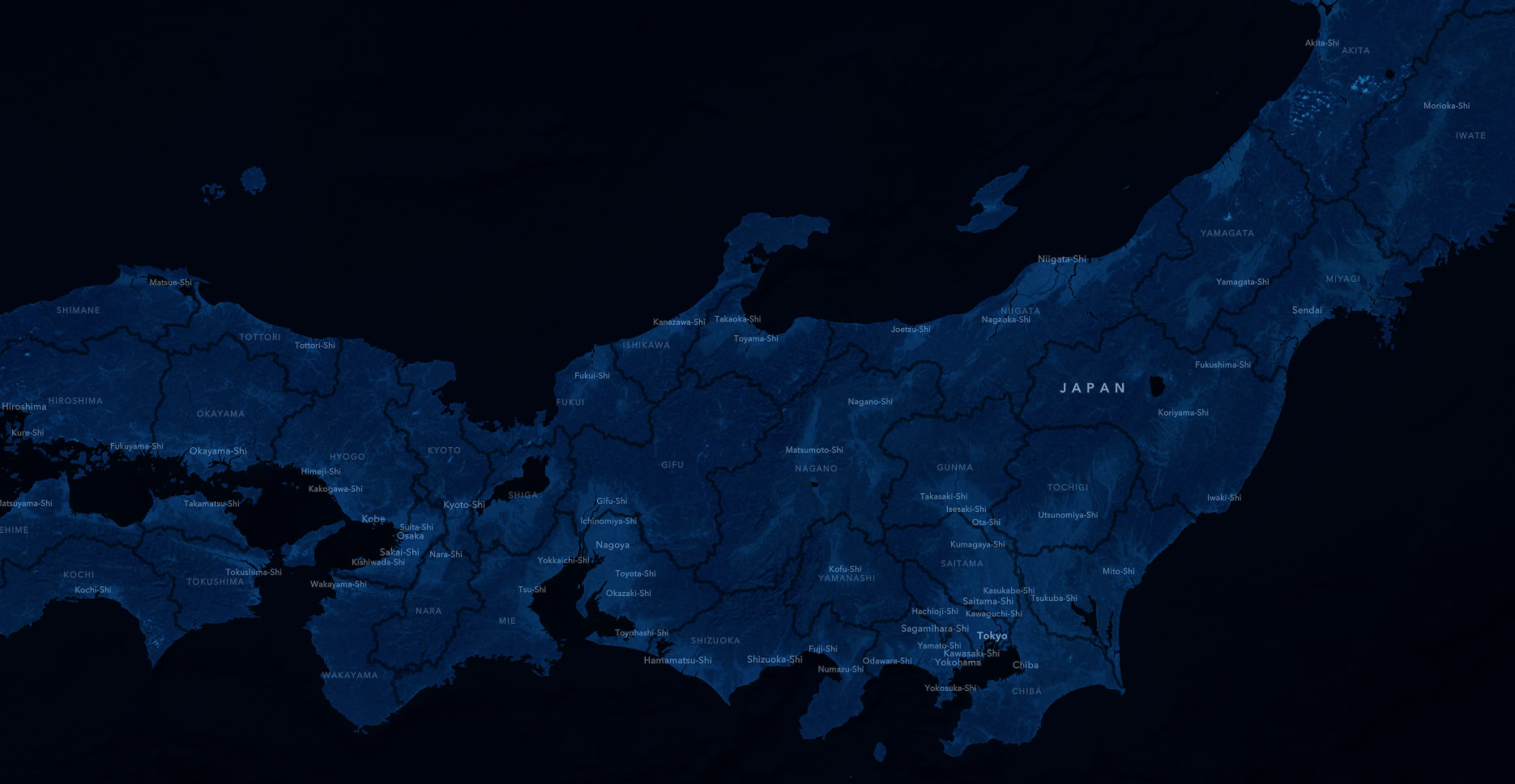 Deep Blue basemap of Japan