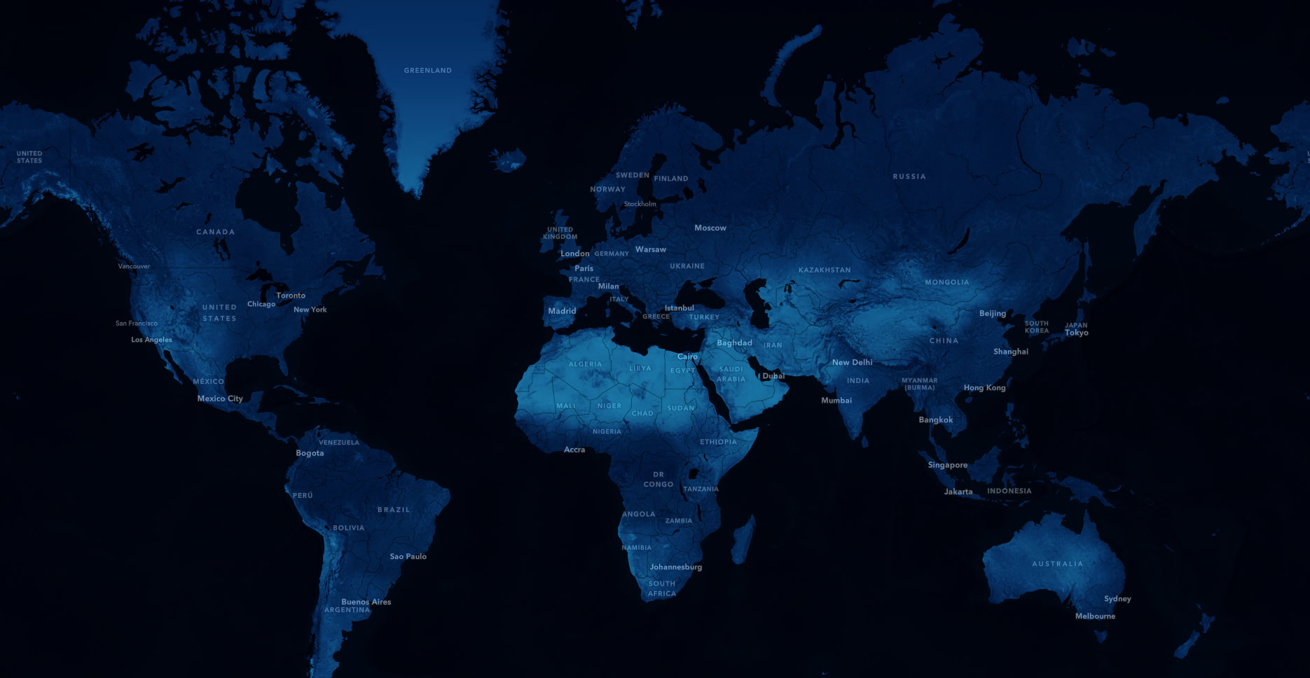 Deep Blue basemap with a global extent