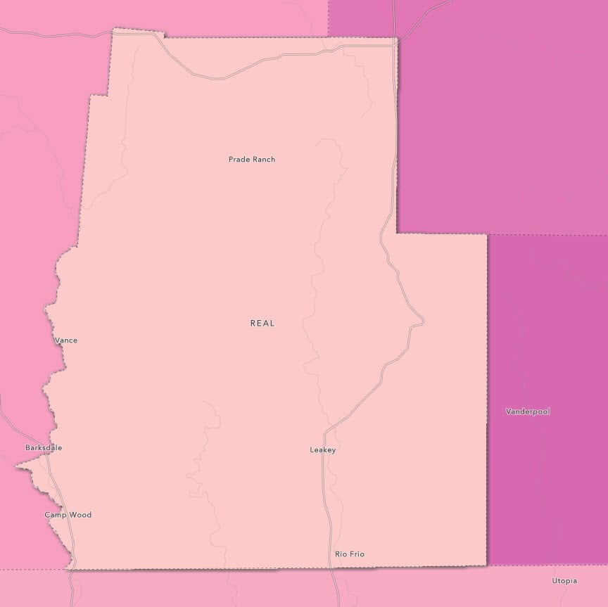 A county is highlighted with a drop shadow effect, while also blurring all other features. A county is highlighted with a drop shadow effect, while also blurring all other features.