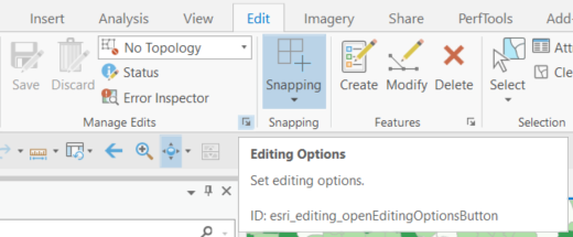 Dialog box launcher for editing options in ArcGIS Pro.