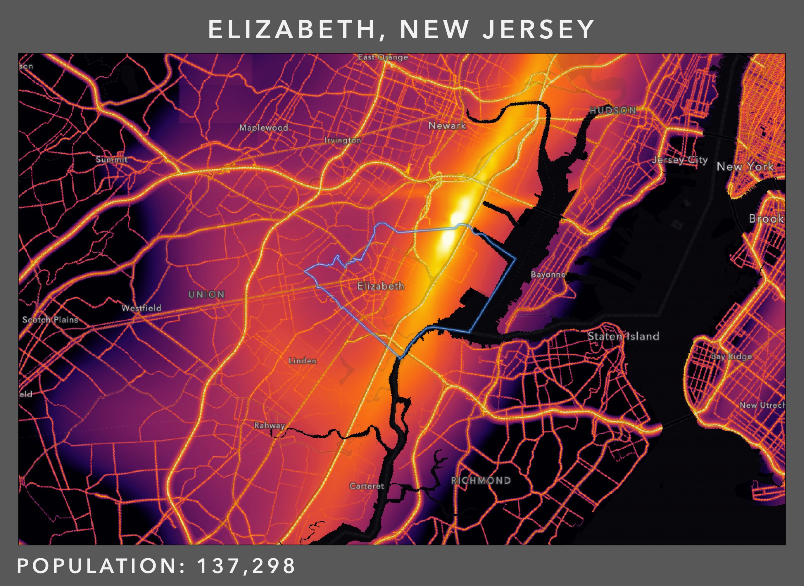 Road analysis for Elizabeth, New Jersey.