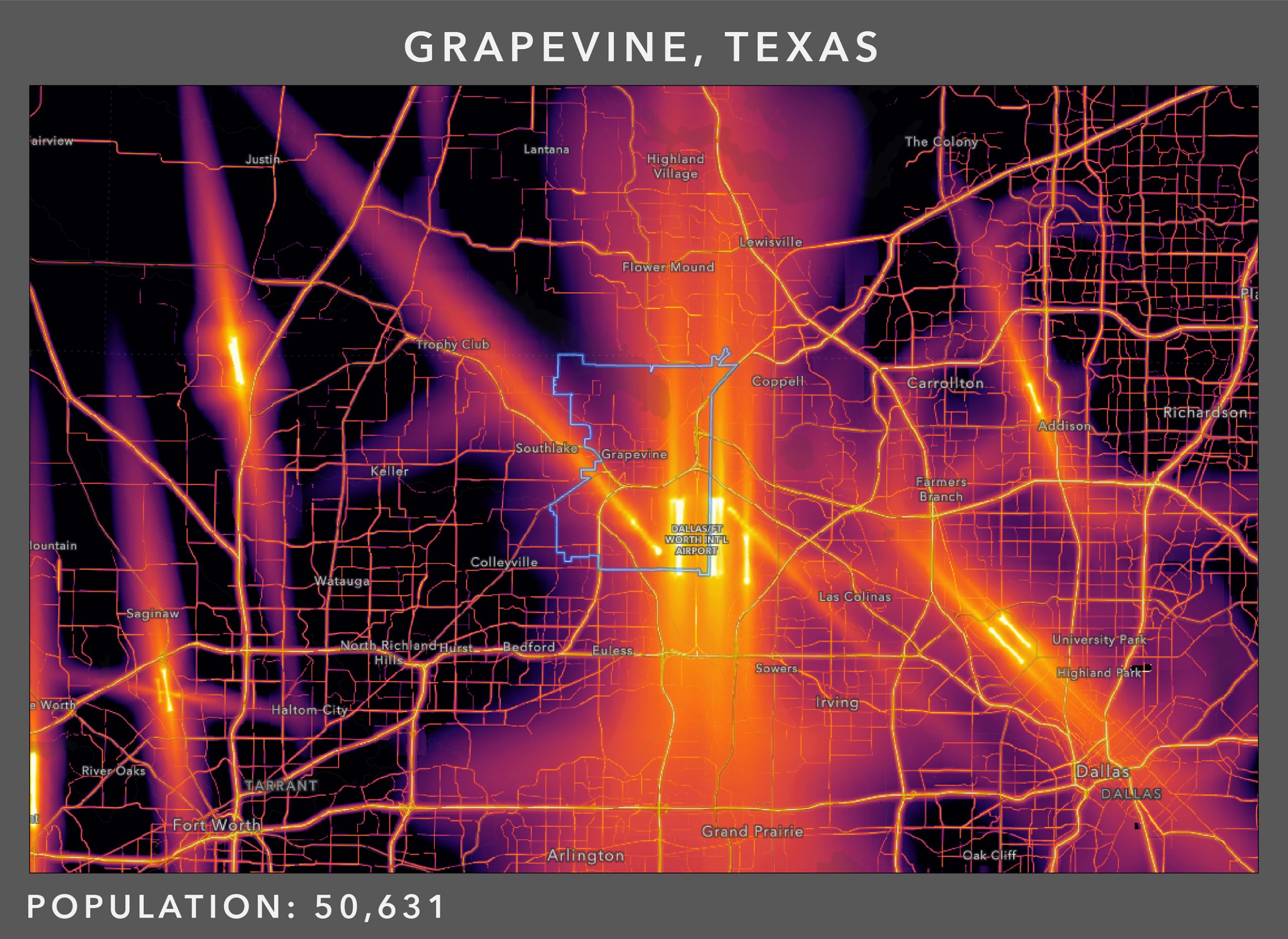 Noise patterns for Grapeville, Texas.