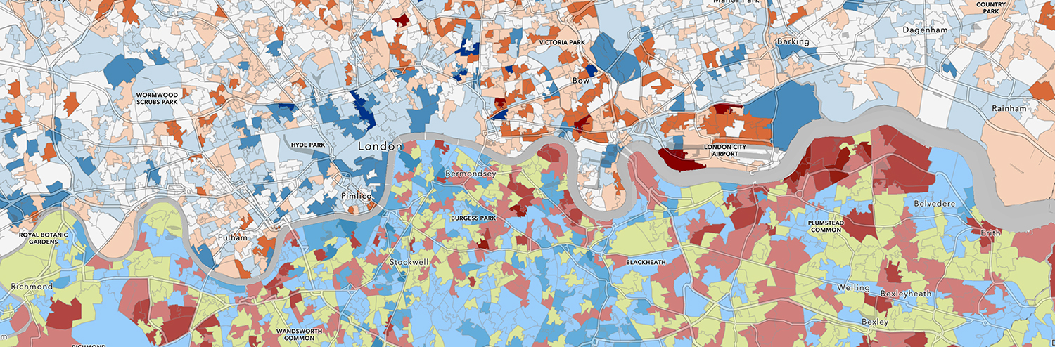 Part of London showing red blue ramps with a white center and a green center. Part of London showing red blue ramps with a white center and a green center.