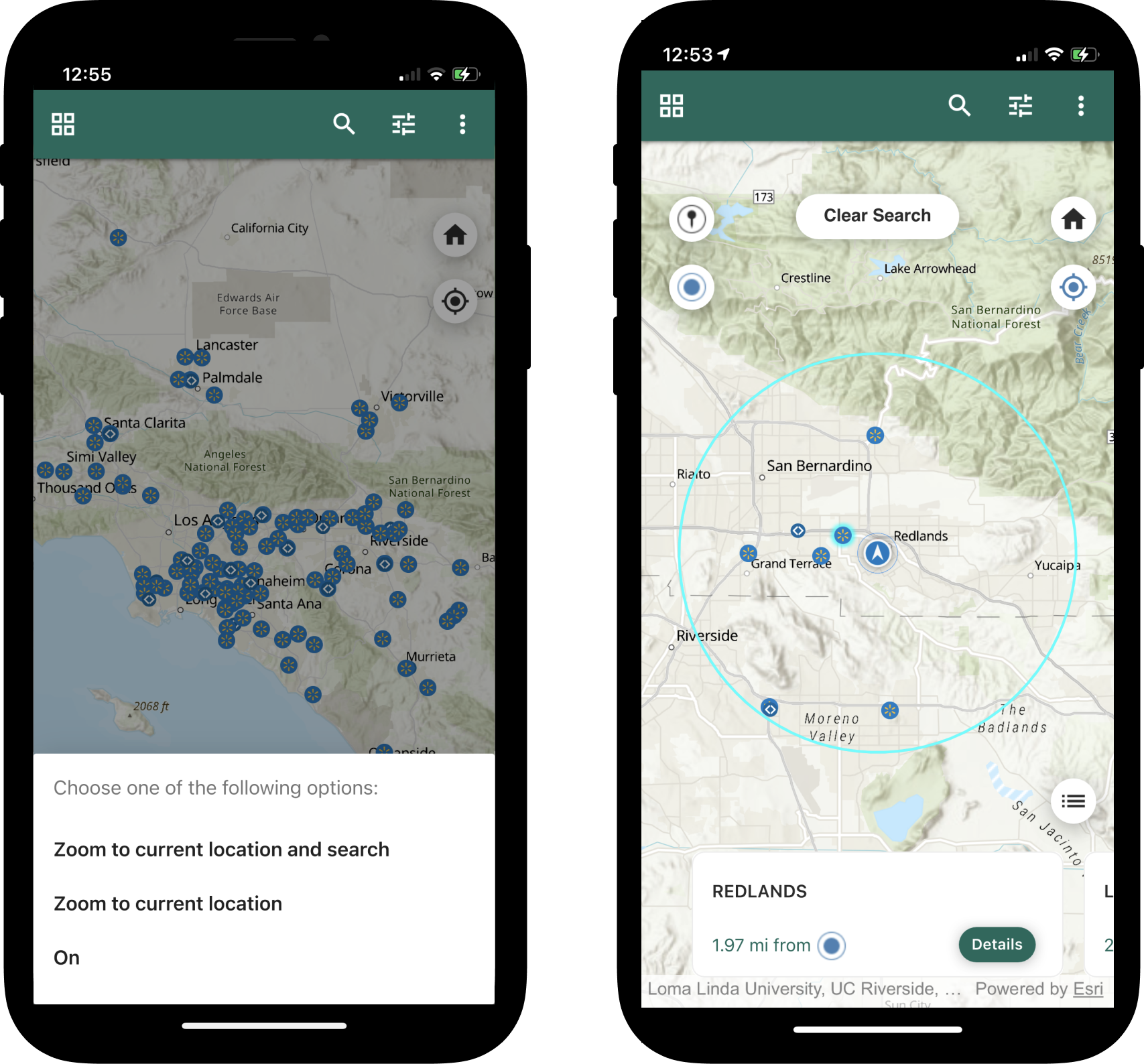 Workflow to find the nearby POI's from current device location