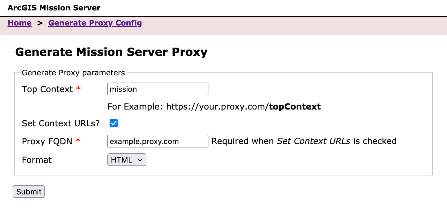 The configuration form