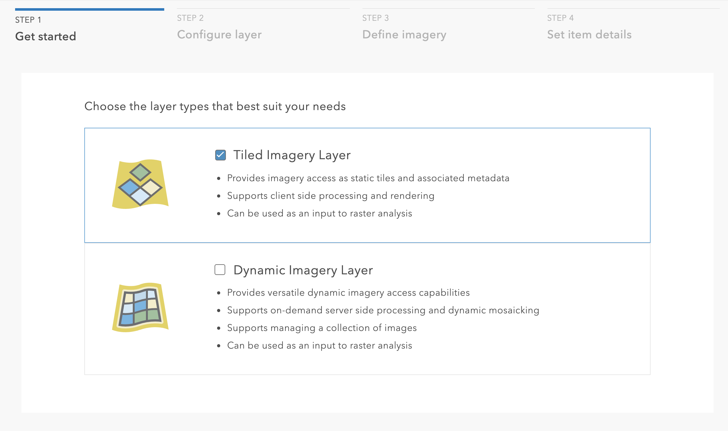 select tiled imagery layer