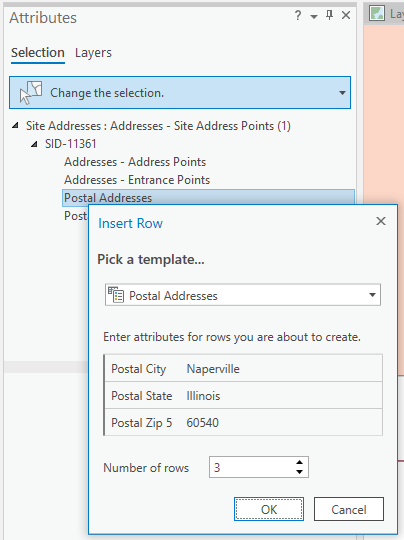 Screenshot of the Attributes pane showing how to insert rows in a table using table templates.