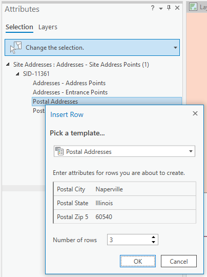 Screenshot of the Attributes pane showing how to insert rows in a table using table templates. Screenshot of the Attributes pane showing how to insert rows in a table using table templates.