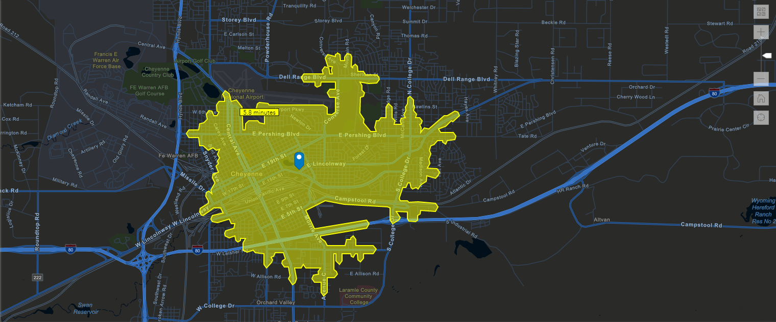 Threshold area on the map