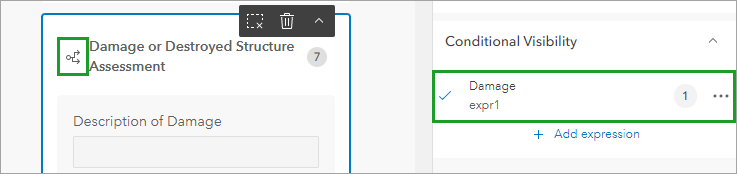 Conditional visibility applied to the group