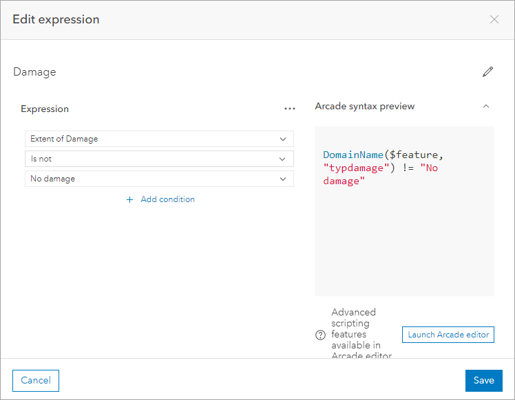 Edit expression window