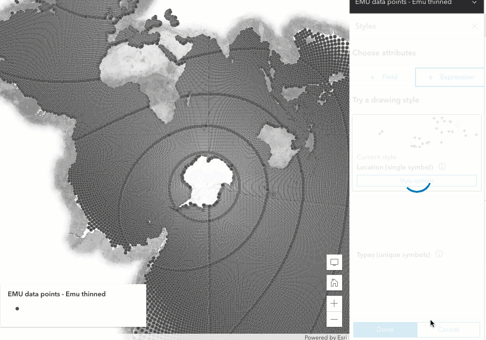 Animation showing the map viewer UI updating quickly from faster calculations.