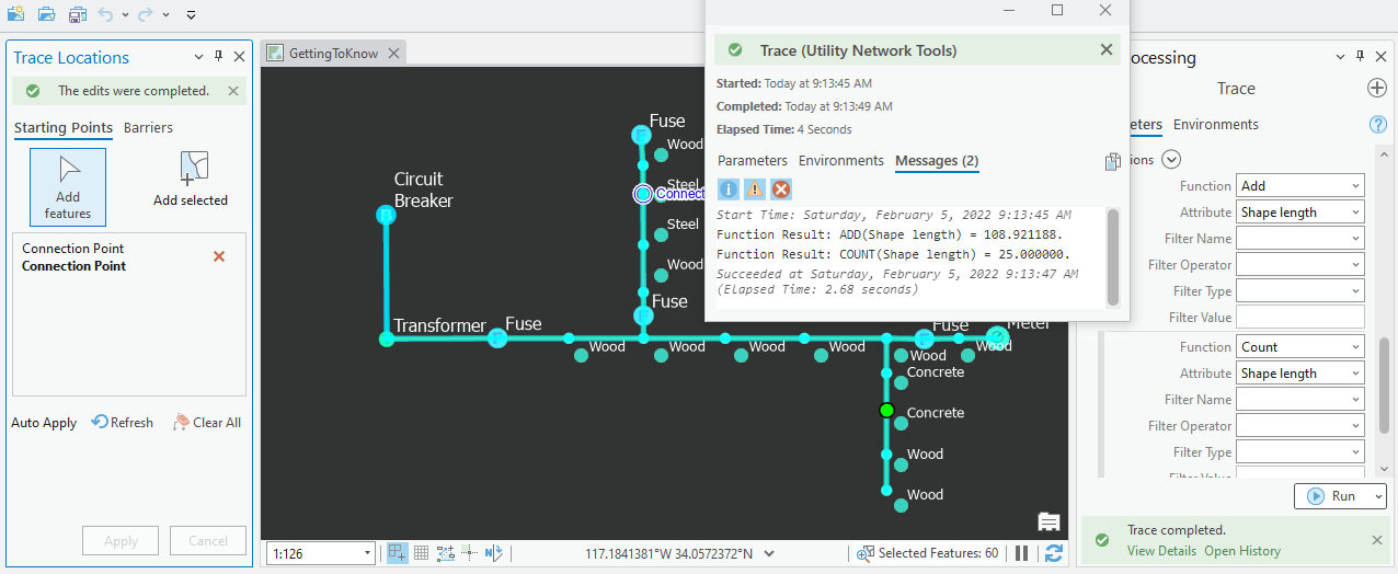 Subnetwork Trace with Output Function Message