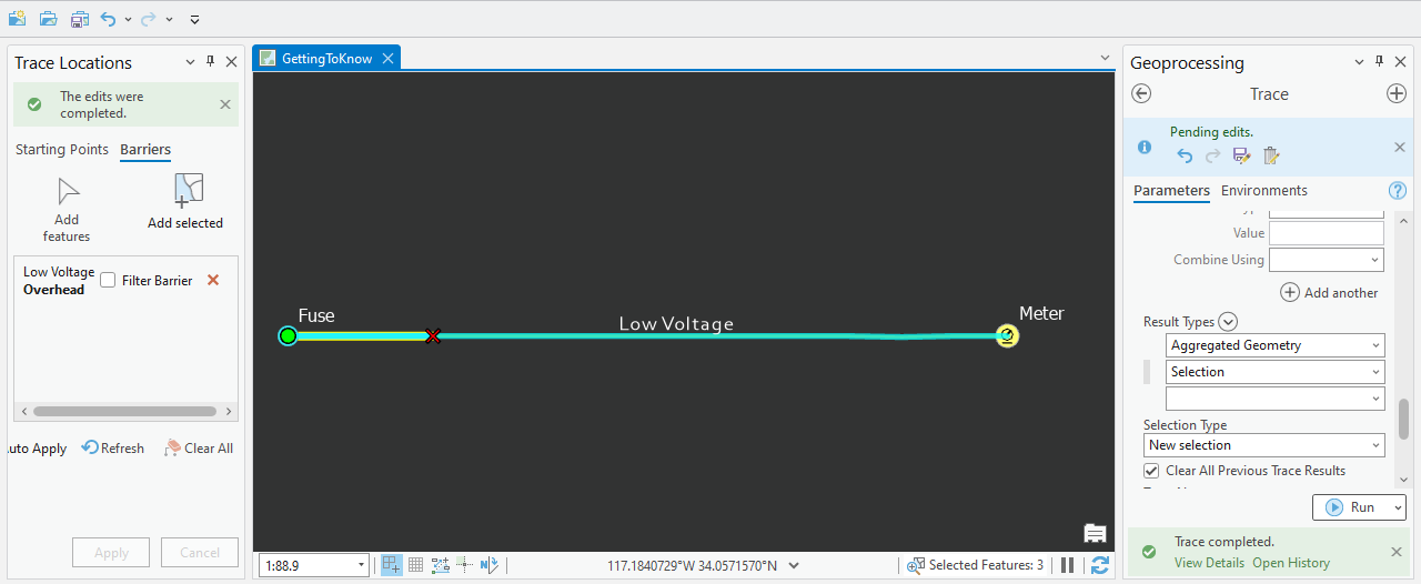 Network Feature Trace with Barrier Features with Selected and Aggregated Result Output