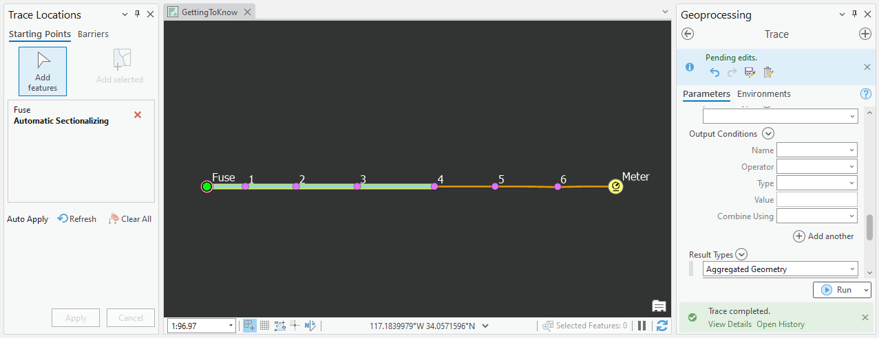 Network Feature Trace with Function Barrier (Count), Network Attribute and Aggregated Geometry