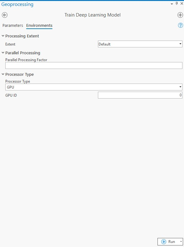 Environment inputs for Train Deep Learning Model tool. Environment inputs for Train Deep Learning Model tool.