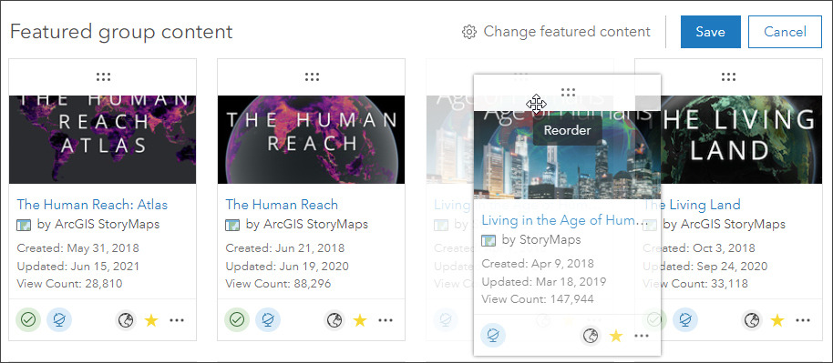 Reorder featured group content