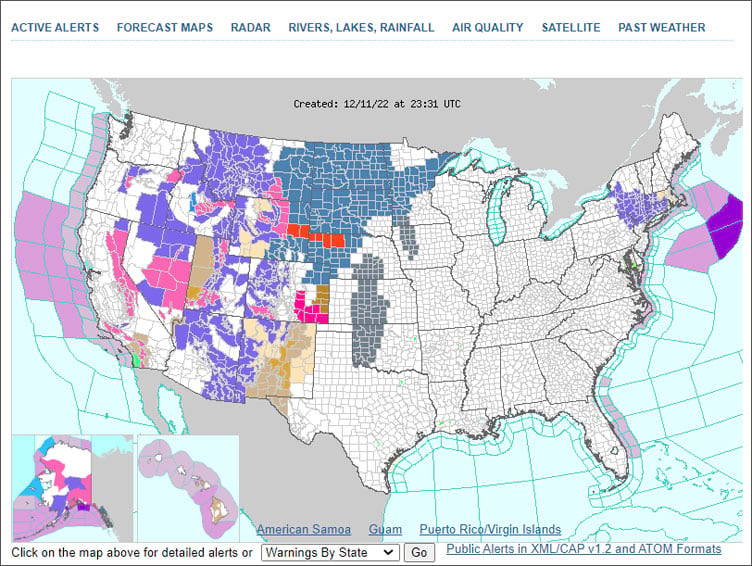 NWS weather map