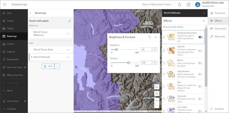 Basemap layer effects