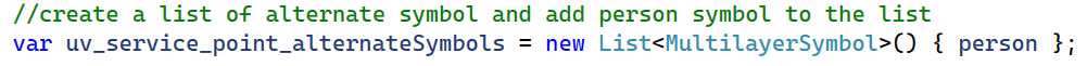 code to define alternate symbol list for service point