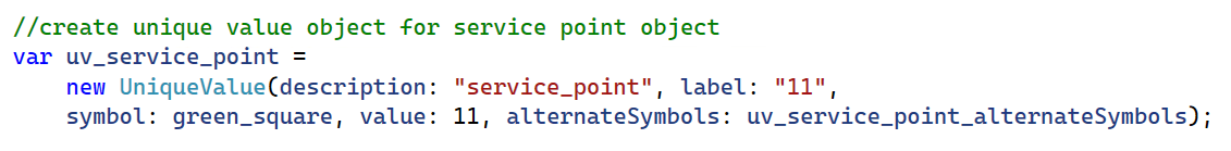 code to create unique value object for service point