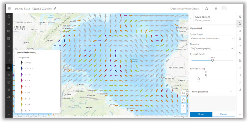 ocean current display using Map Viewer