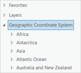 Geographic Coordinate System group in the available coordinate systems list