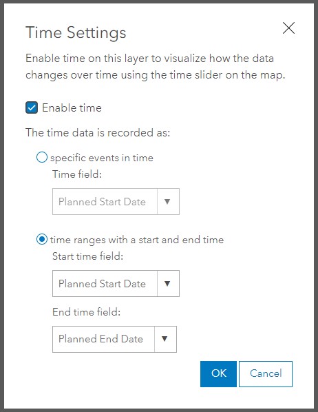 Update time extent for Schedules layer