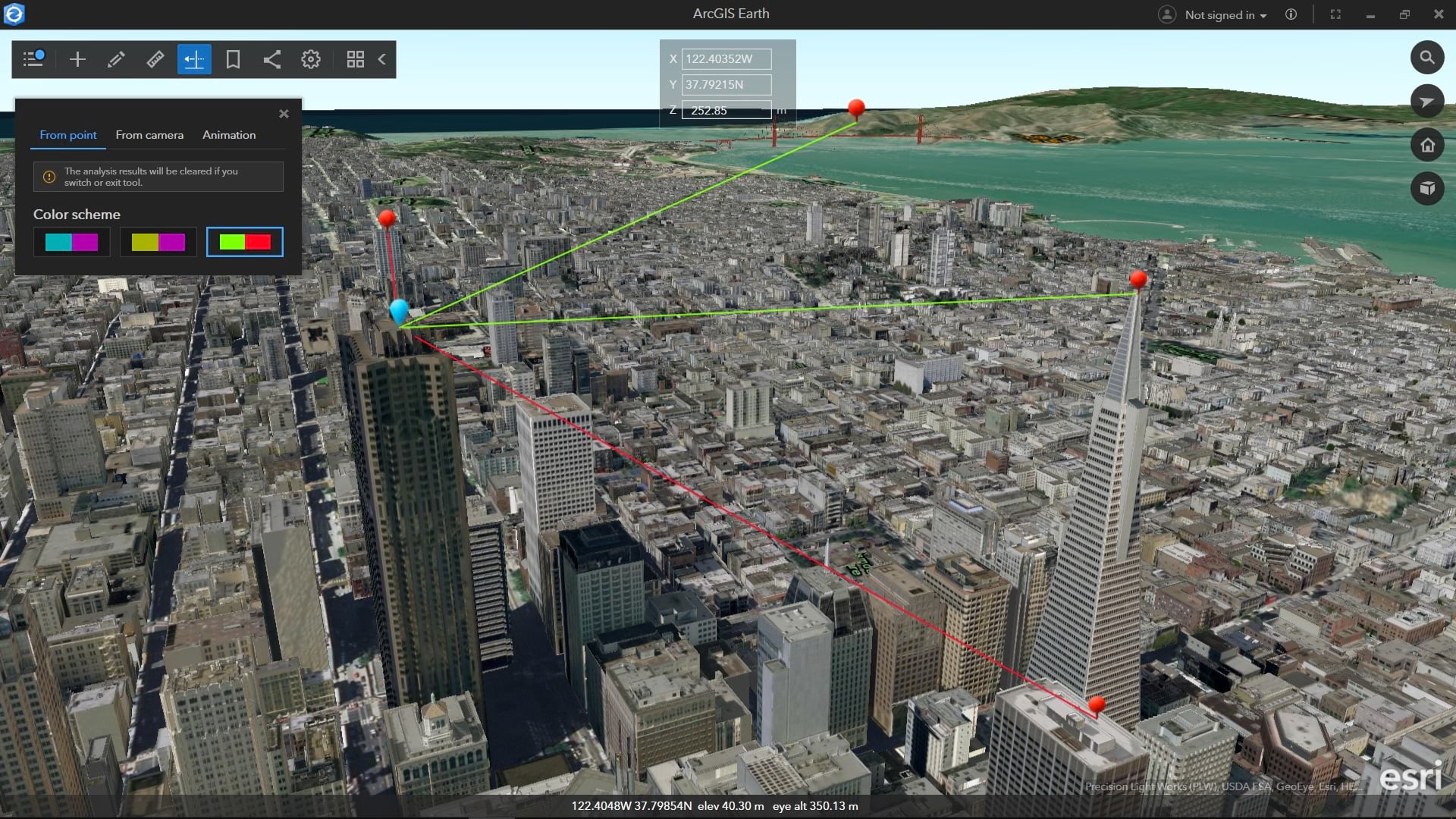 Using I3S layers with interactive analysis tools in ArcGIS Earth