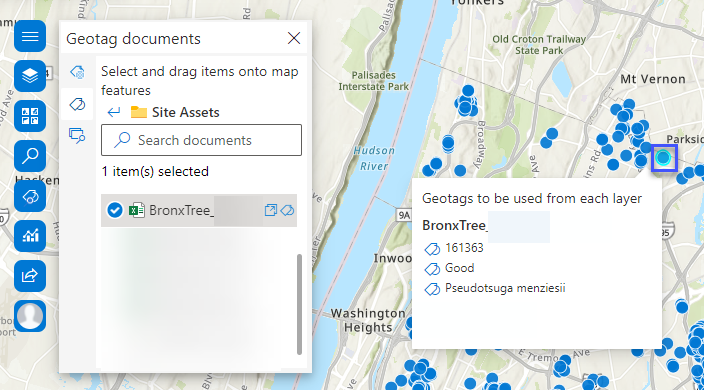 Drag and drop documents that need to be geotagged