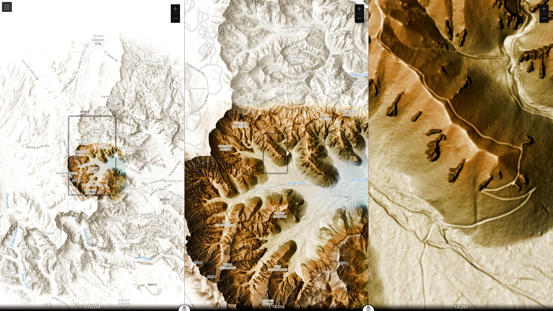 Optica showing Tommy Fauvell's Bryce Canyon hillshade