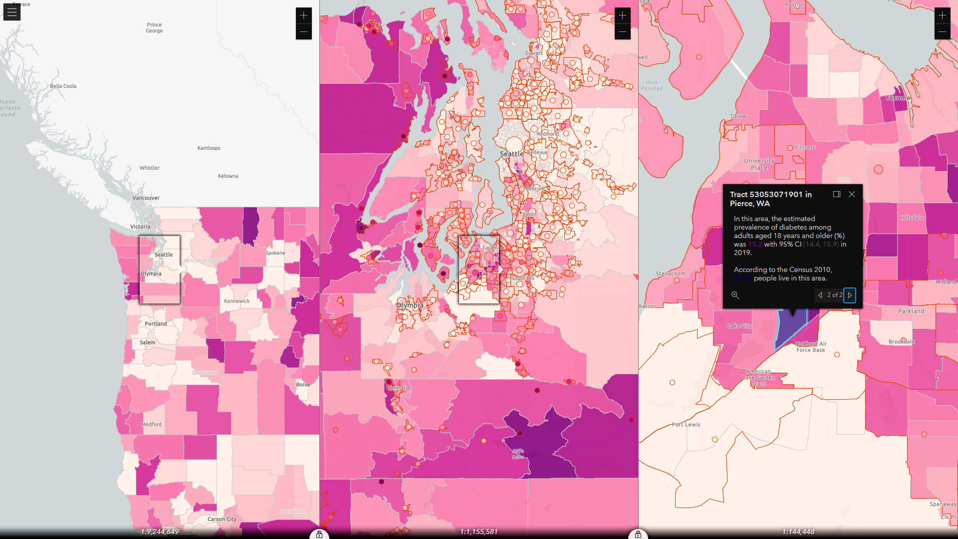 Optica showing CDC map of diabetes