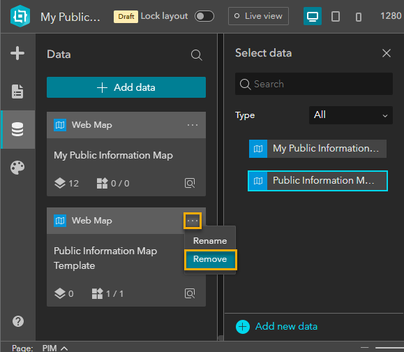 Step 9 - Remove the default map from by clicking on the ellipses and then Remove.