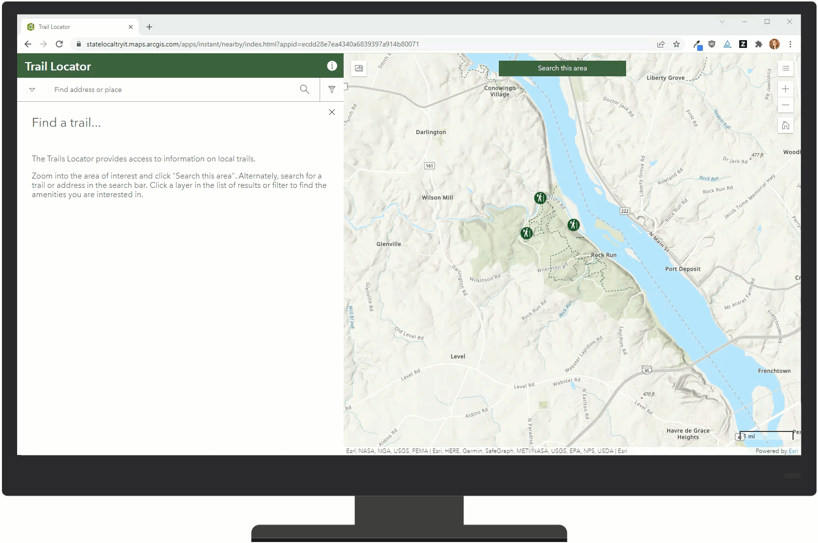 A gif of the Trail Locator