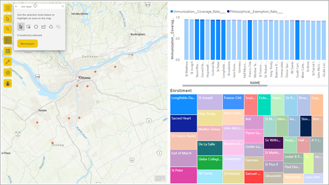 Layer join selection tools in a Power BI report