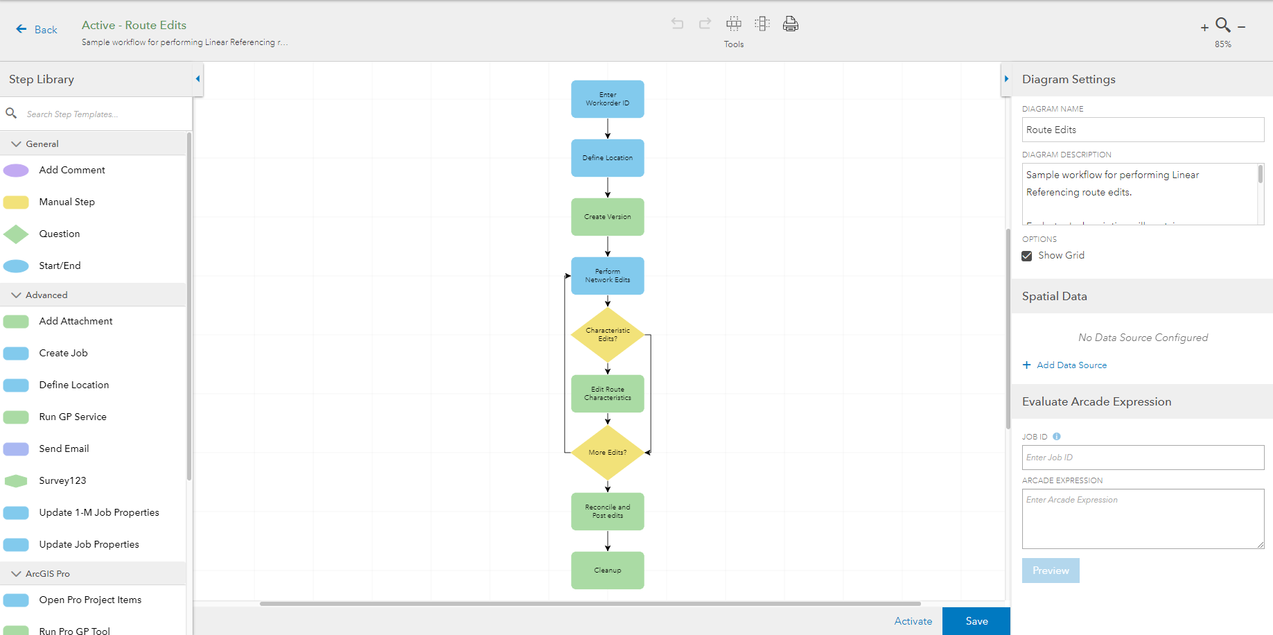 Workflow Manager Route Edits Sample Workflow