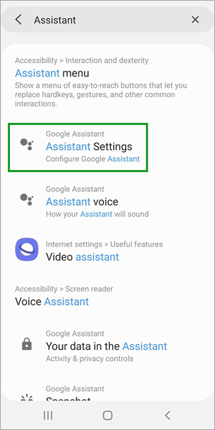 Tap Assistant Settings