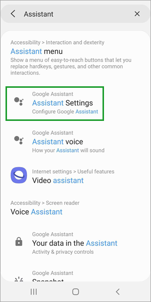 Tap Assistant Settings Tap Assistant Settings
