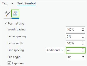 Text line spacing Text line spacing
