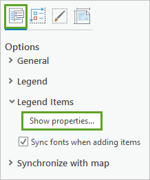 Show legend items properties