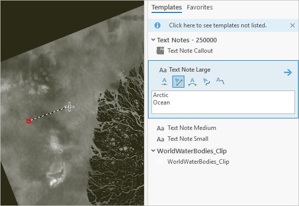 Adding text to the map from the Create Features pane